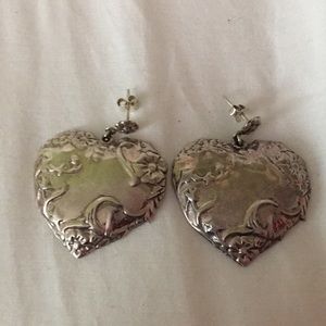 Antique Sterling silver heart earrings
